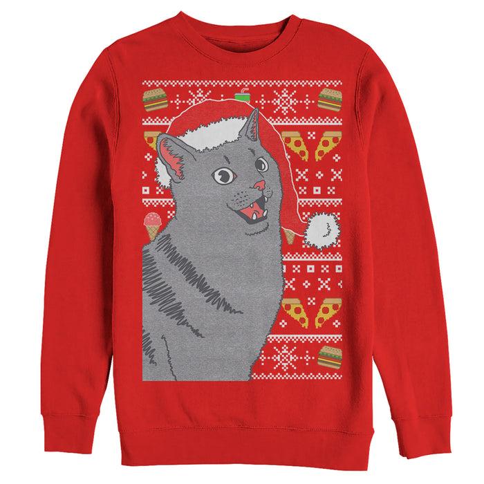 fifth sun Women's Lost Gods Ugly Christmas Food Cat Sweatshirt