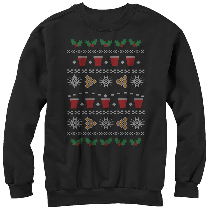 fifth sun Women's Lost Gods Ugly Christmas Pong Sweatshirt
