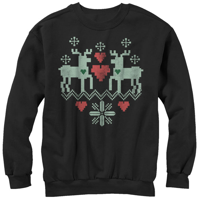 fifth sun Women's Lost Gods Ugly Christmas Reindeer Love Sweatshirt