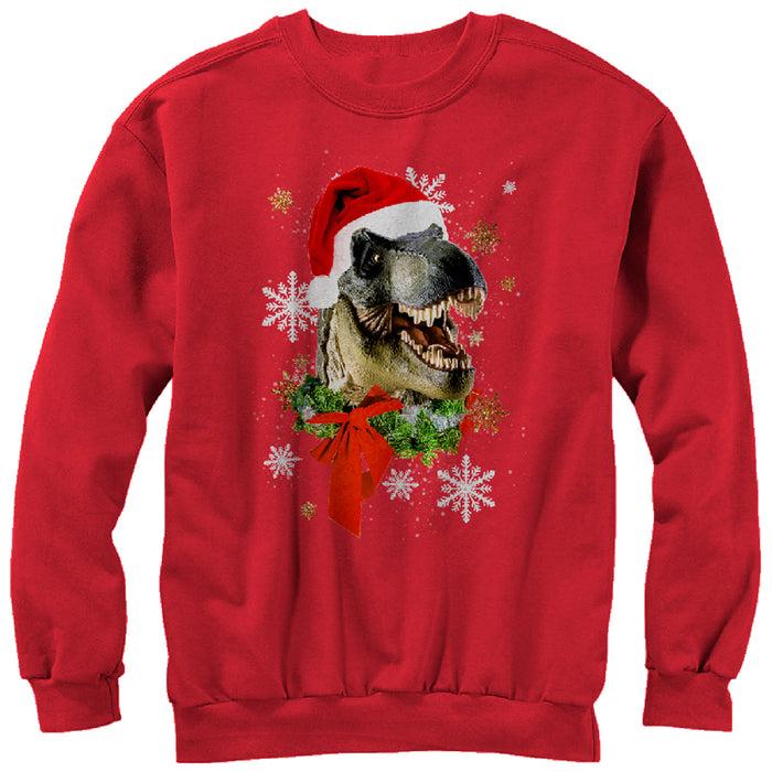 fifth sun Women's Lost Gods Ugly Christmas T Rex Santa Claus Sweatshirt