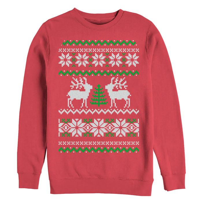 fifth sun Women's Lost Gods Ugly Christmas Tree Reindeer Sweatshirt