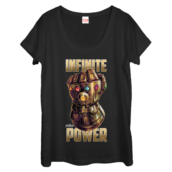 fifth sun Women's Marvel Avengers: Avengers: Infinity War Gauntlet Power Scoop Neck
