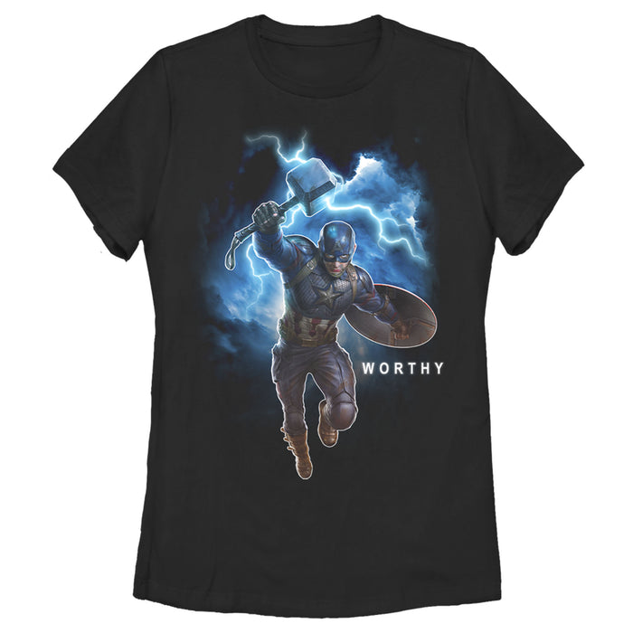 fifth sun Women's Marvel Avengers Endgame America Worthy Action Pose T-Shirt