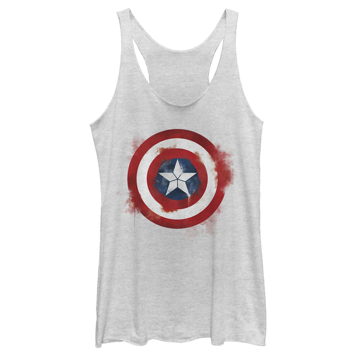 fifth sun Women's Marvel Avengers: Endgame Cap Smudged Shield Racerback Tank Top