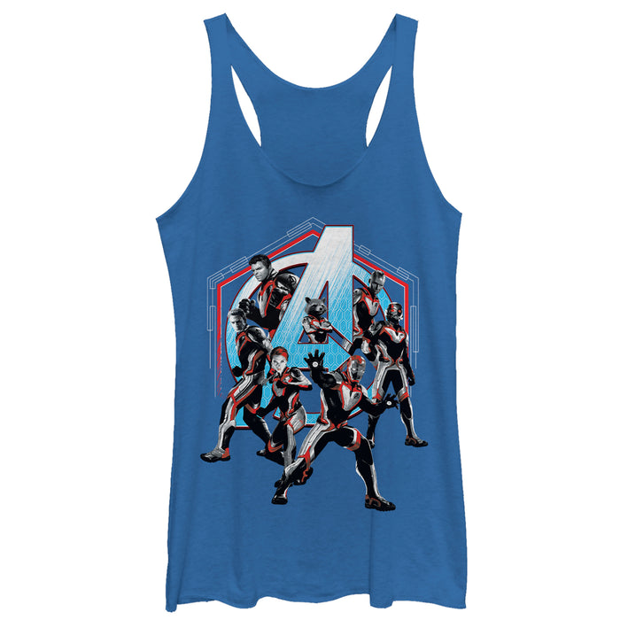 fifth sun Women's Marvel Avengers: Endgame Hero Hexagon Frame Racerback Tank Top