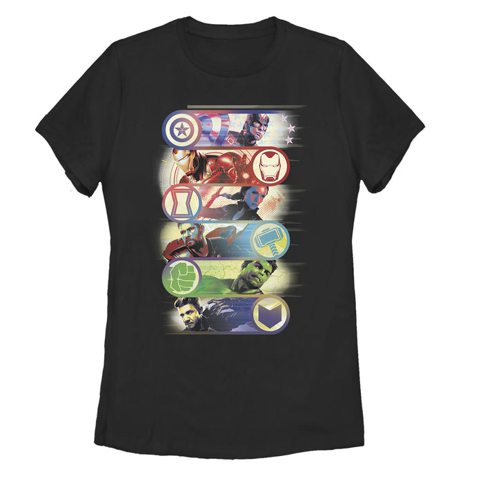 fifth sun Women's Marvel Avengers: Endgame Hero Swipe Button T-Shirt