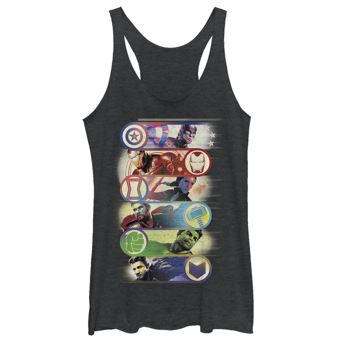 fifth sun Women's Marvel Avengers: Endgame Hero Swipe Button Racerback Tank Top
