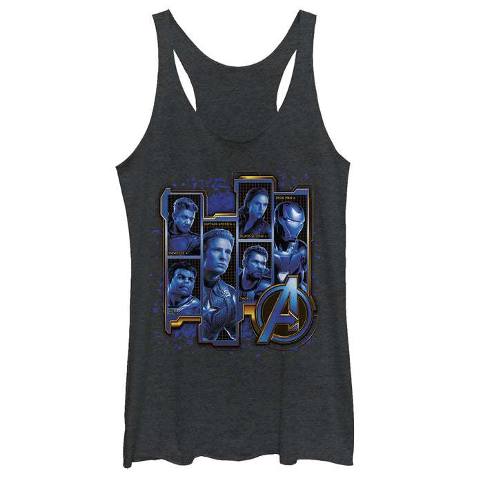fifth sun Women's Marvel Avengers: Endgame Hero Tech Frames Racerback Tank Top