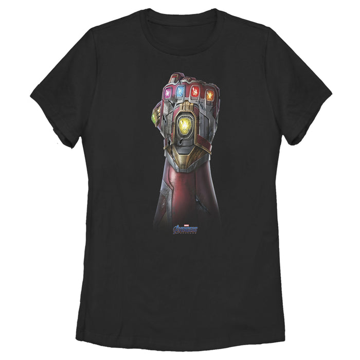 fifth sun Women's Marvel Avengers Endgame Infinity Stone Gauntlet Color Logo T-Shirt