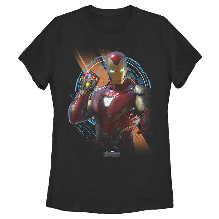 fifth sun Women's Marvel Avengers Endgame Iron Man Time Travel Platform Logo T-Shirt