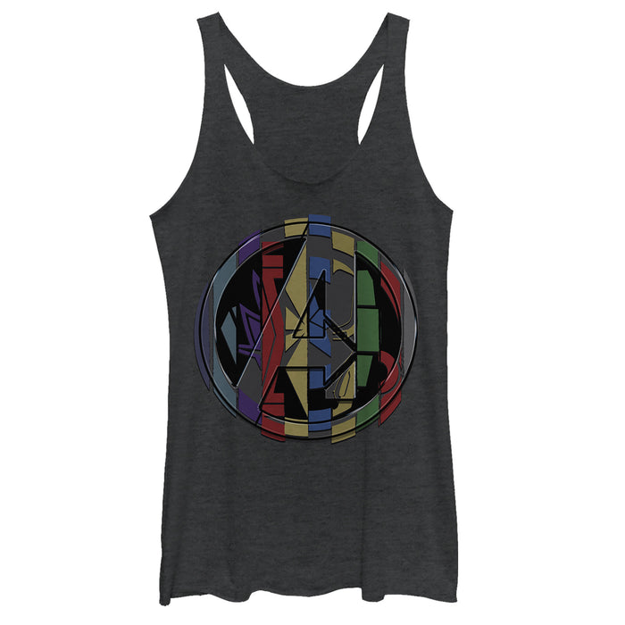 fifth sun Women's Marvel Avengers: Endgame Puzzle Cube Logo Racerback Tank Top
