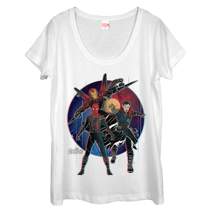 fifth sun Women's Marvel Avengers: Infinity War Spider-Man Circle Scoop Neck