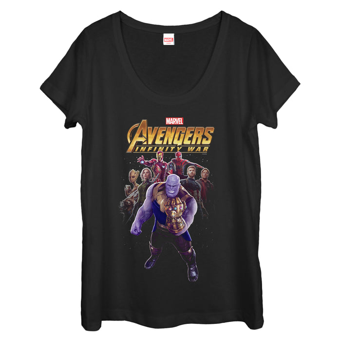 fifth sun Women's Marvel Avengers: Infinity War Thanos Entourage Scoop Neck