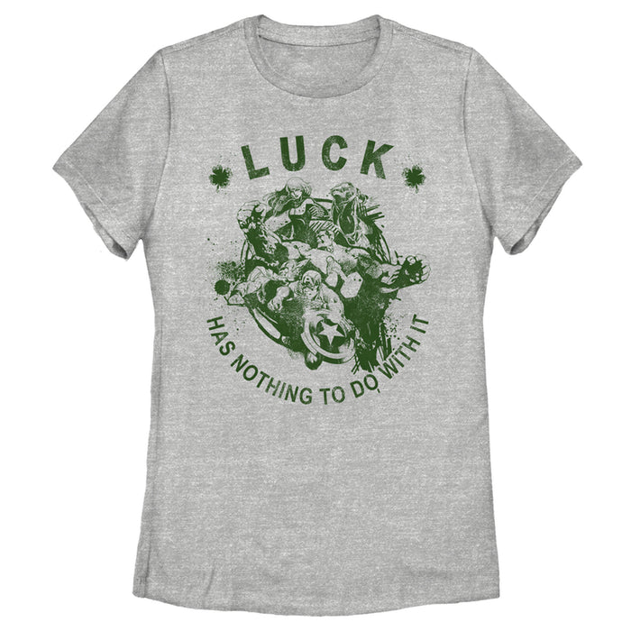 fifth sun Women's Marvel Avengers St. Patrick's Day Luck has Nothing to Do With It T-Shirt