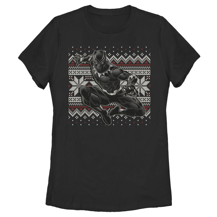 fifth sun Women's Marvel Black Panther Knit Pattern Print T-Shirt