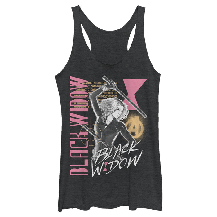 fifth sun Women's Marvel Black Widow Binary Code Racerback Tank Top