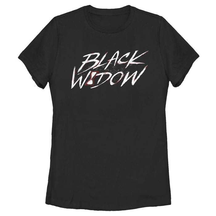 fifth sun Women's Marvel Black Widow Chalk Logo T-Shirt