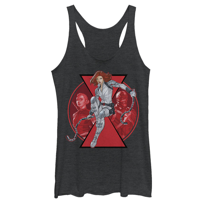 fifth sun Women's Marvel Black Widow Family Circle Racerback Tank Top