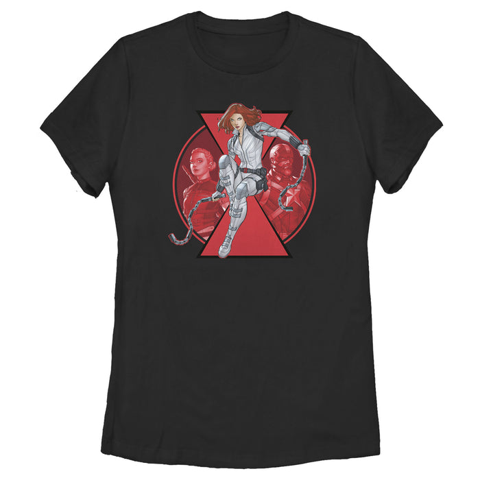 fifth sun Women's Marvel Black Widow Family Circle T-Shirt