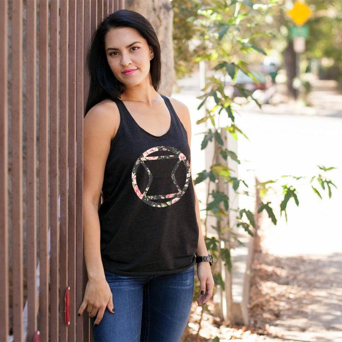 Fifth Sun Women's Marvel Black Widow Floral Racerback Tank Top