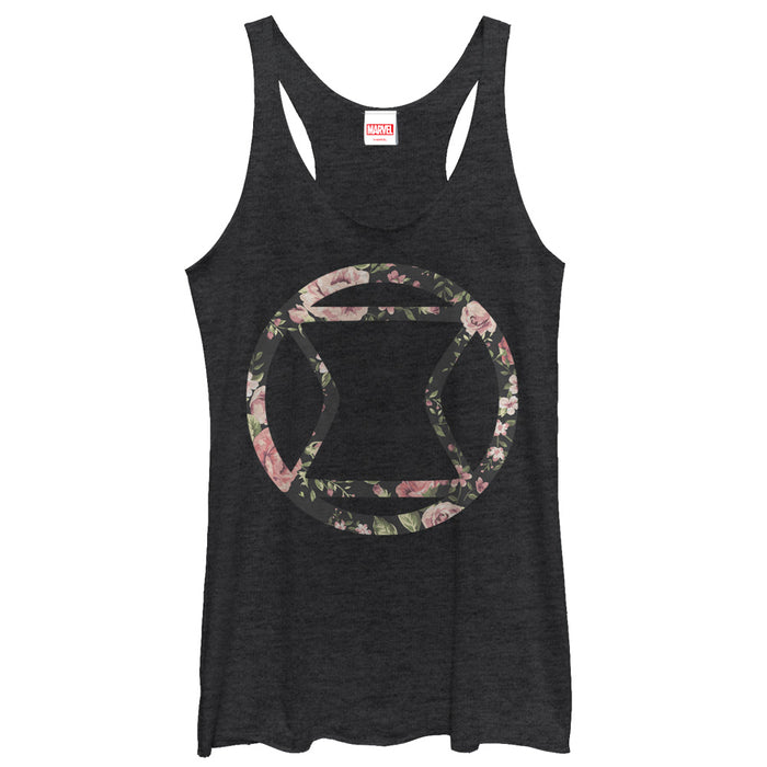 fifth sun Women's Marvel Black Widow Floral Racerback Tank Top