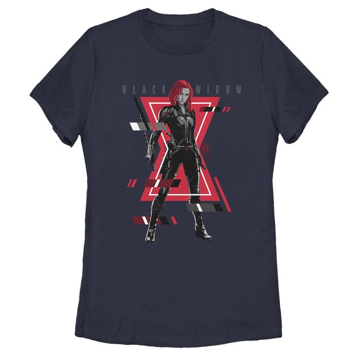 fifth sun Women's Marvel Black Widow Hourglass Glitch T-Shirt
