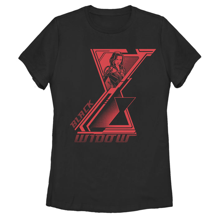 fifth sun Women's Marvel Black Widow Hourglass Symbol T-Shirt