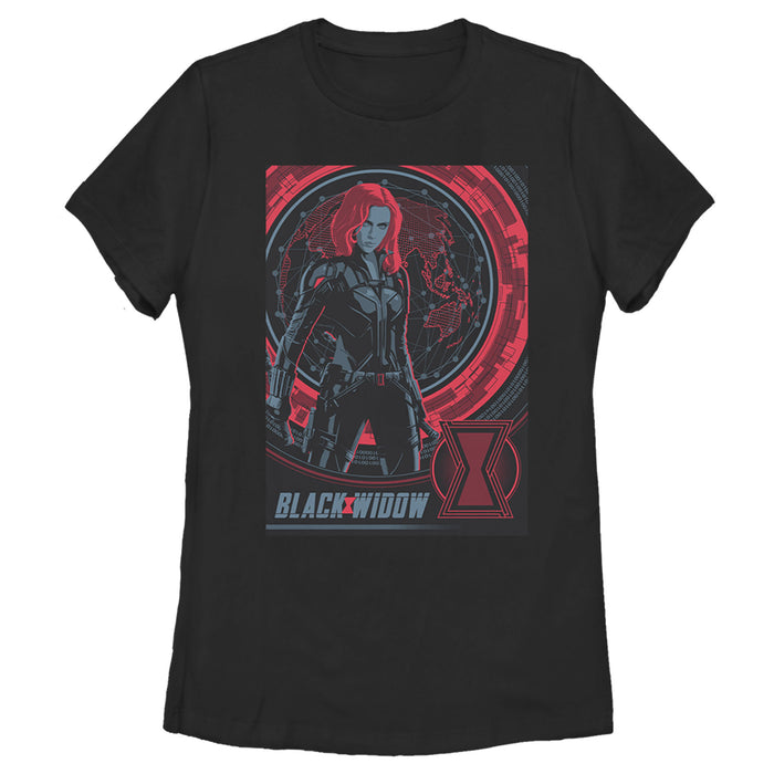 fifth sun Women's Marvel Black Widow Infrared Globe T-Shirt