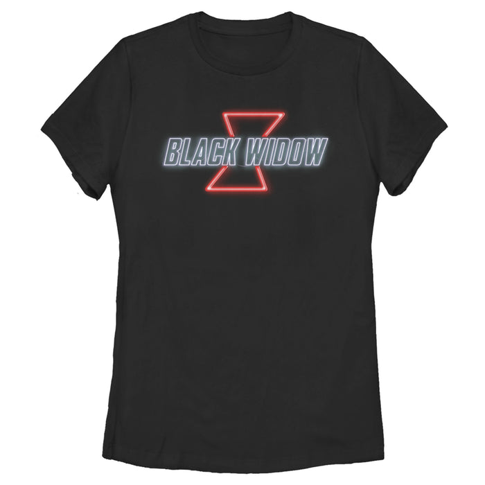fifth sun Women's Marvel Black Widow Neon Light Logo T-Shirt