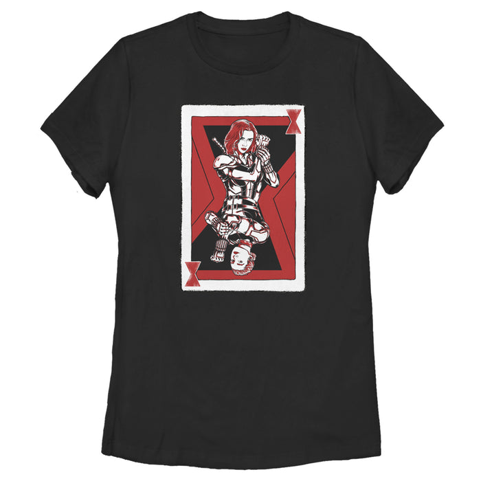 fifth sun Women's Marvel Black Widow Sister Playing Card T-Shirt