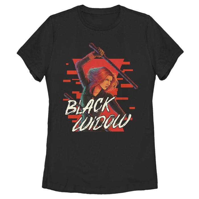 fifth sun Women's Marvel Black Widow Streaked Hourglass T-Shirt