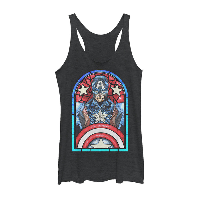 fifth sun Women's Marvel Captain America Stained Glass Racerback Tank Top