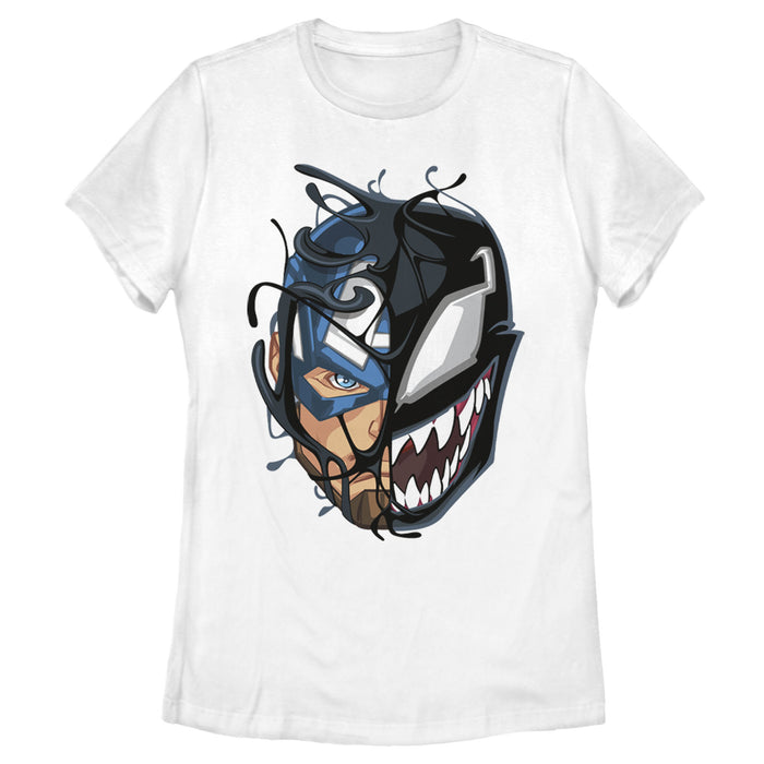 fifth sun Women's Marvel Captain America Venom Mask Symbol T-Shirt