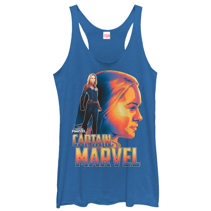 fifth sun Women's Marvel Captain Marvel Artistic Profile Racerback Tank Top