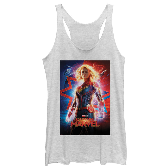 fifth sun Women's Marvel Captain Marvel Electric Poster Racerback Tank Top
