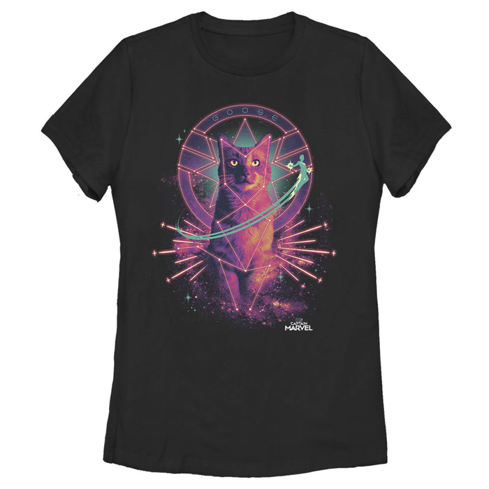 fifth sun Women's Marvel Captain Marvel Galactic Goose Cat T-Shirt
