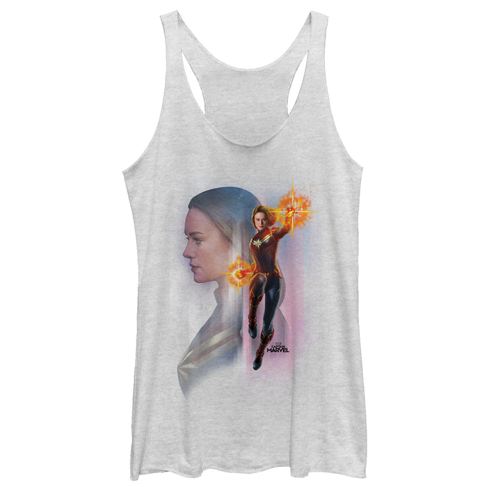 fifth sun Women's Marvel Captain Marvel Galactic Profile Racerback Tank Top