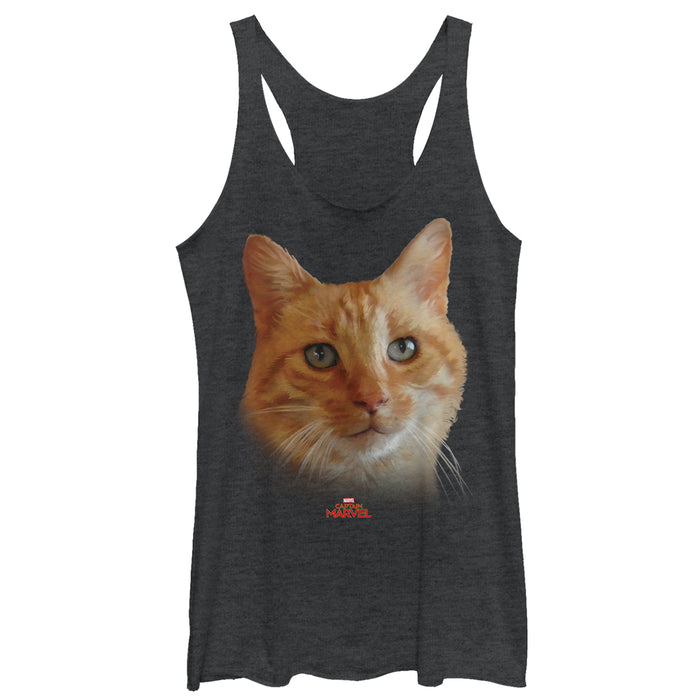 fifth sun Women's Marvel Captain Marvel Goose Cat Portrait Racerback Tank Top