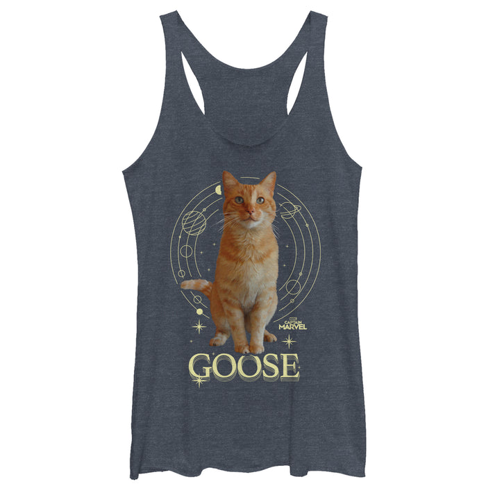 fifth sun Women's Marvel Captain Marvel Goose Center of Universe Racerback Tank Top
