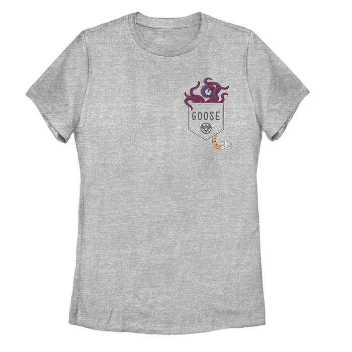 fifth sun Women's Marvel Captain Marvel Goose Flerken Pocket Print T-Shirt