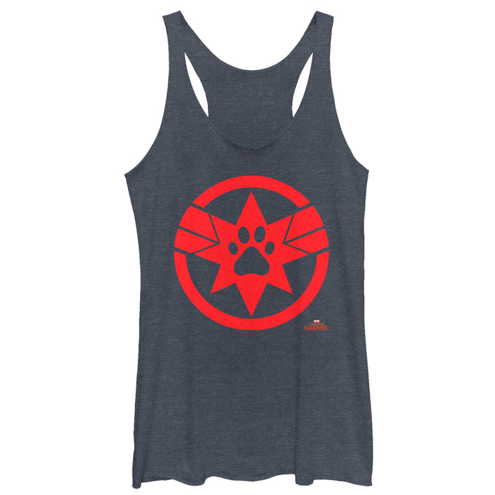 fifth sun Women's Marvel Captain Marvel Goose Paw Star Symbol Racerback Tank Top