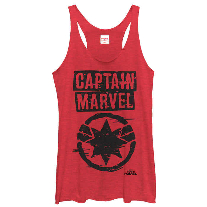 fifth sun Women's Marvel Captain Marvel Grayscale Star Symbol Racerback Tank Top