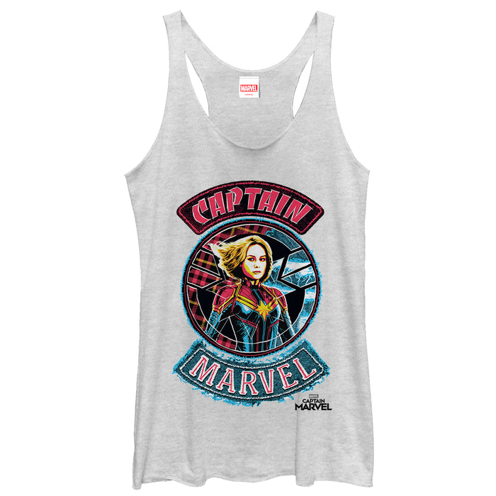fifth sun Women's Marvel Captain Marvel Hero Patch Racerback Tank Top