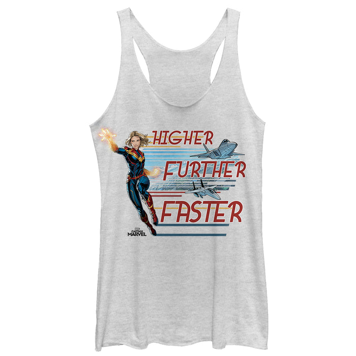 fifth sun Women's Marvel Captain Marvel Higher Mantra Cartoon Racerback Tank Top