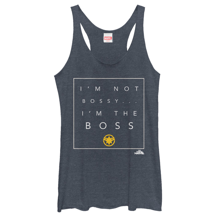 fifth sun Women's Marvel Captain Marvel I'm the Boss Racerback Tank Top
