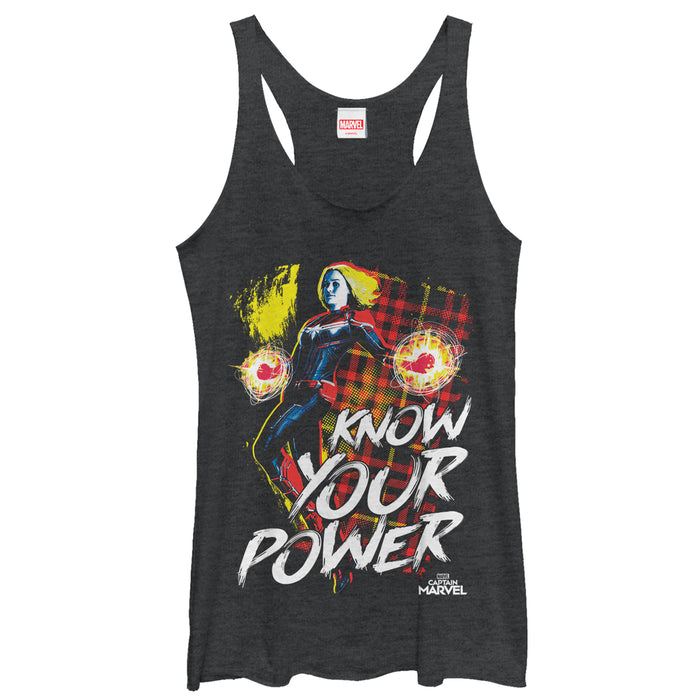 fifth sun Women's Marvel Captain Marvel Know Your Power Racerback Tank Top