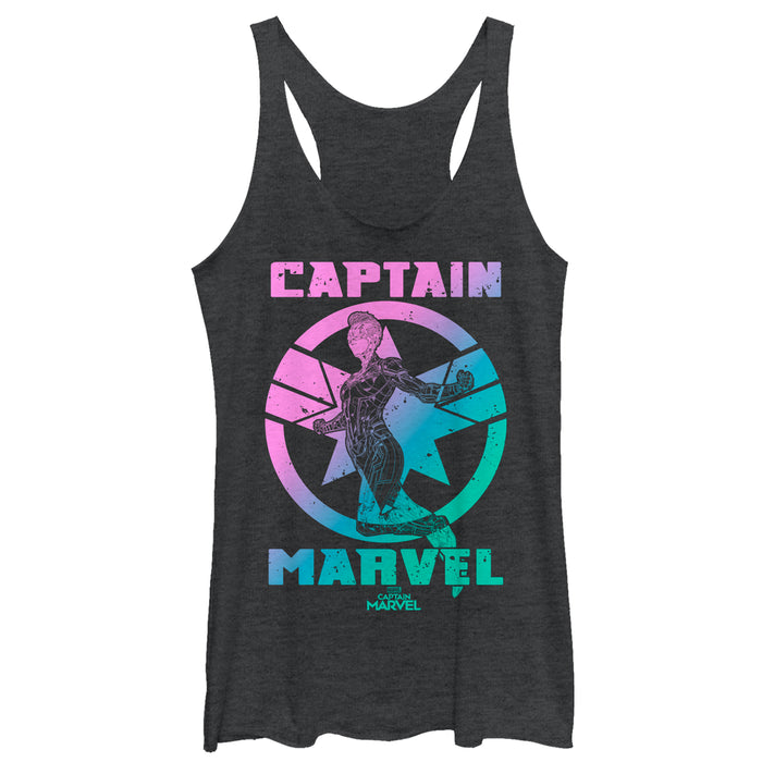 fifth sun Women's Marvel Captain Marvel Kree Rainbow Racerback Tank Top