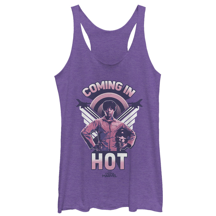fifth sun Women's Marvel Captain Marvel Maria Wings Racerback Tank Top