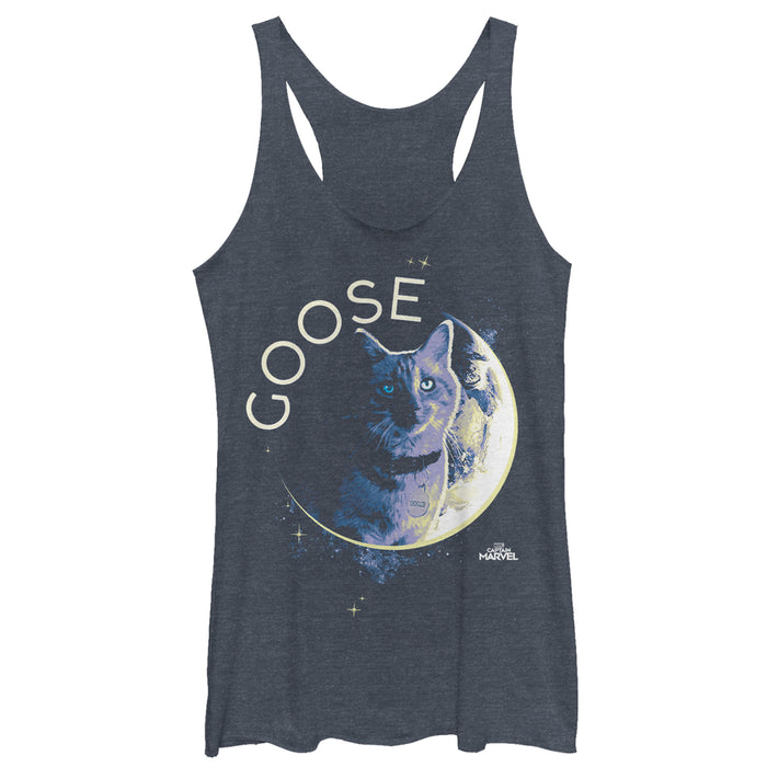 fifth sun Women's Marvel Captain Marvel Moon Goose Cat Racerback Tank Top
