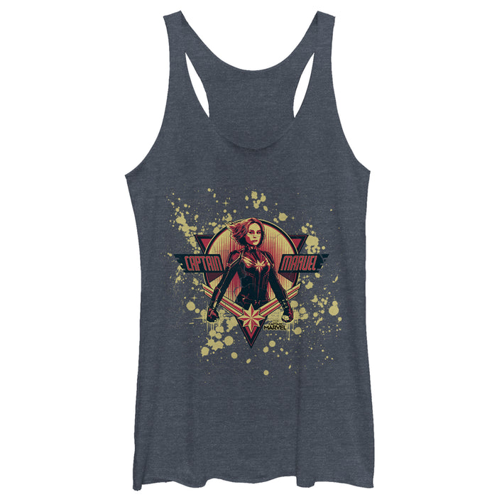 fifth sun Women's Marvel Captain Marvel Paint Splatter Hero Racerback Tank Top